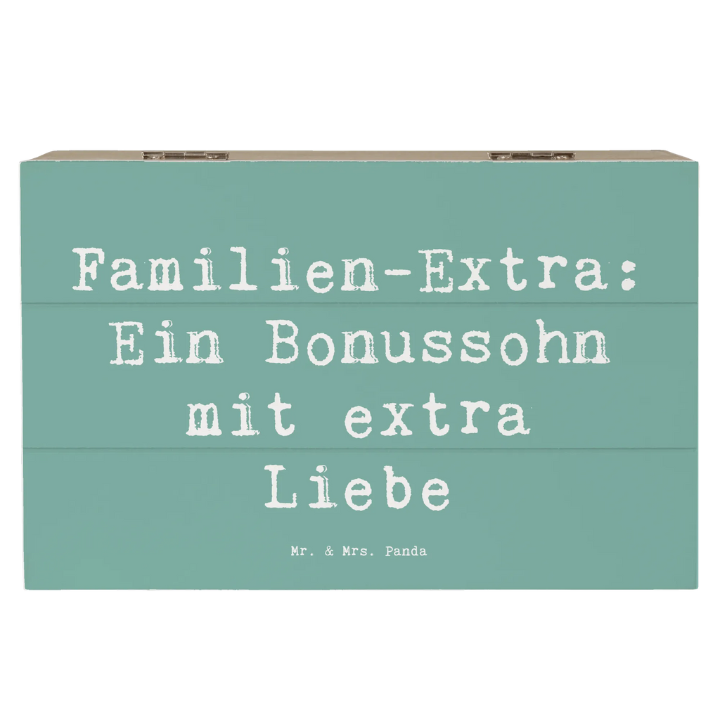 Wooden chest Saying Familien-Extra: Ein Bonussohn mit extra Liebe Geschenkbox, Erinnerungsbox, Truhe, Schatzkiste, Holzkiste, Kiste, XXL, Dekokiste, Schatulle, Geschenkdose, Erinnerungskiste, Aufbewahrungsbox, Familie, Vatertag, Muttertag, Bruder, Schwester, Mama, Papa, Oma, Opa