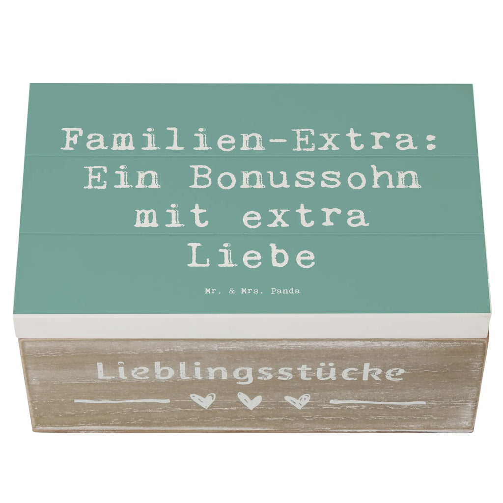 Wooden chest Saying Familien-Extra: Ein Bonussohn mit extra Liebe Geschenkbox, Erinnerungsbox, Truhe, Schatzkiste, Holzkiste, Kiste, XXL, Dekokiste, Schatulle, Geschenkdose, Erinnerungskiste, Aufbewahrungsbox, Familie, Vatertag, Muttertag, Bruder, Schwester, Mama, Papa, Oma, Opa