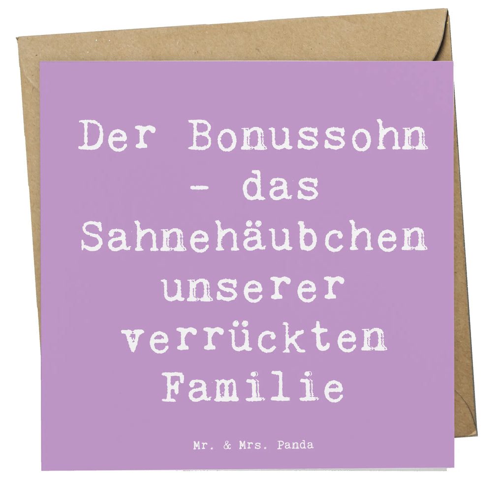 Deluxe Card Saying Der Bonussohn - das Sahnehäubchen unserer verrückten Familie Glückwunschkarte, Grußkarte, Geburtstagskarte, Hochwertige Klappkarte, Hochzeitskarte, Hochwertige Grußkarte, Karte, Klappkarte, Einladungskarte, Familie, Vatertag, Muttertag, Bruder, Schwester, Mama, Papa, Oma, Opa