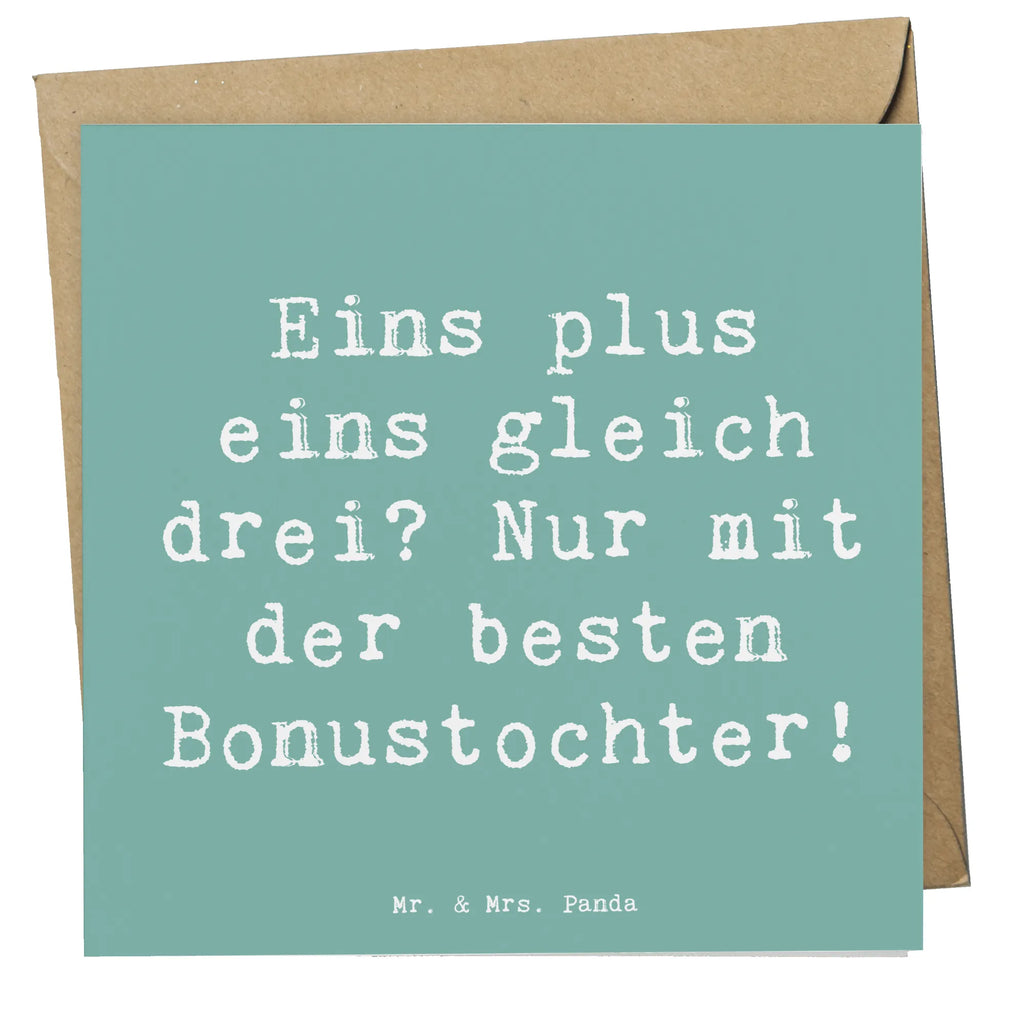 Deluxe Card Saying Eins plus eins gleich drei? Nur mit der besten Bonustochter! Einladungskarte, Glückwunschkarte, Karte, Klappkarte, Hochzeitskarte, Hochwertige Grußkarte, Grußkarte, Hochwertige Klappkarte, Geburtstagskarte, Familie, Vatertag, Muttertag, Bruder, Schwester, Mama, Papa, Oma, Opa