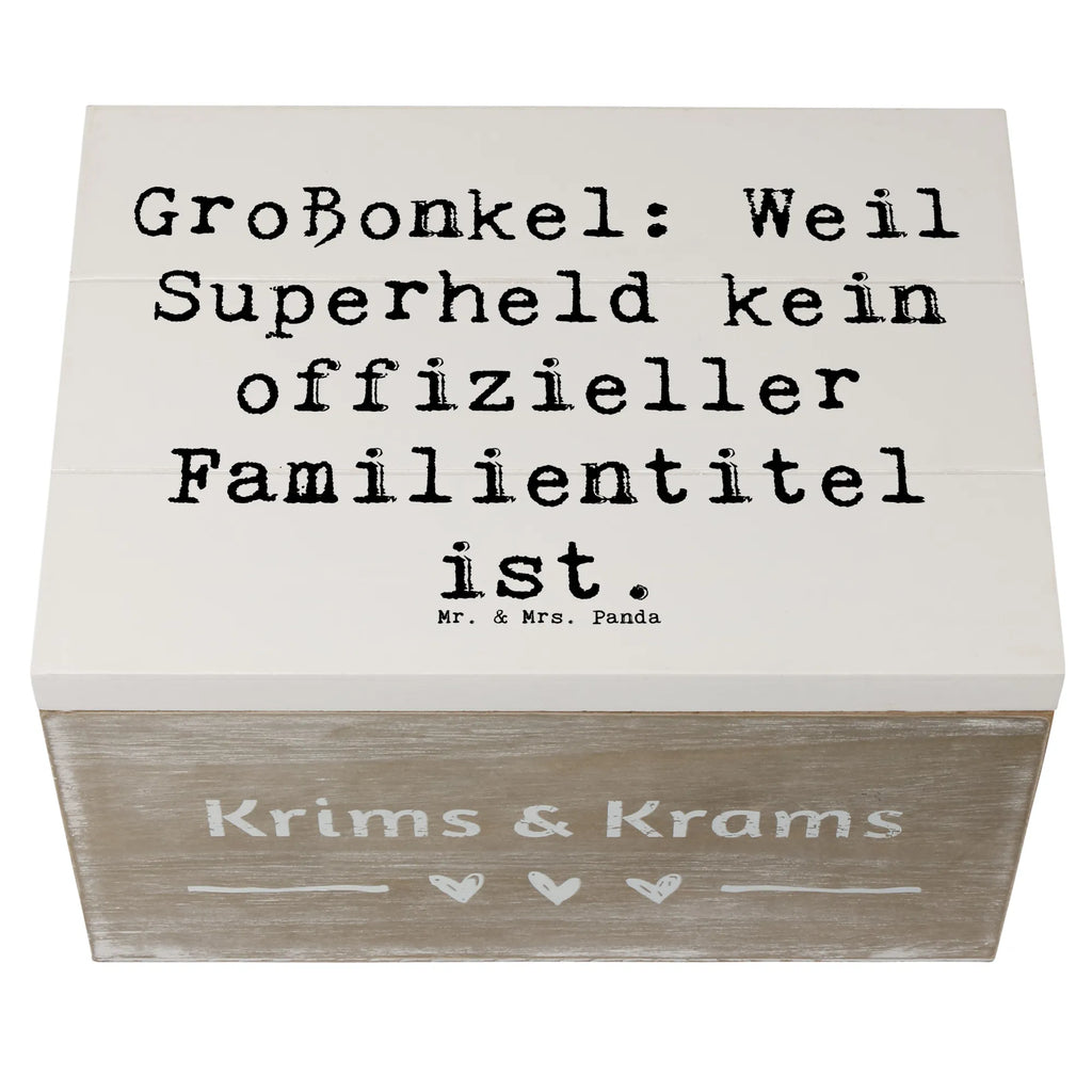Wooden chest Saying Großonkel: Weil Superheld kein offizieller Familientitel ist. Truhe, Schatzkiste, XXL, Kiste, Dekokiste, Erinnerungskiste, Geschenkdose, Holzkiste, Aufbewahrungsbox, Erinnerungsbox, Schatulle, Geschenkbox, Familie, Vatertag, Muttertag, Bruder, Schwester, Mama, Papa, Oma, Opa