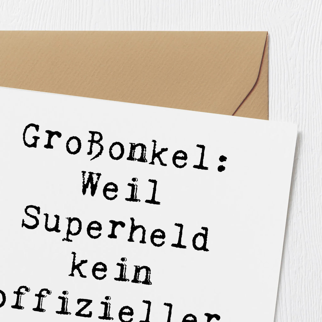 Deluxe Karte Spruch Großonkel Superheld Karte, Einladungskarte, Glückwunschkarte, Klappkarte, Hochwertige Grußkarte, Hochzeitskarte, Hochwertige Klappkarte, Geburtstagskarte, Grußkarte, Familie, Vatertag, Muttertag, Bruder, Schwester, Mama, Papa, Oma, Opa