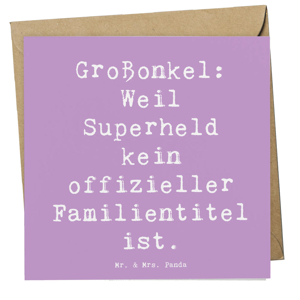 Deluxe Karte Spruch Großonkel Superheld Karte, Einladungskarte, Glückwunschkarte, Klappkarte, Hochwertige Grußkarte, Hochzeitskarte, Hochwertige Klappkarte, Geburtstagskarte, Grußkarte, Familie, Vatertag, Muttertag, Bruder, Schwester, Mama, Papa, Oma, Opa