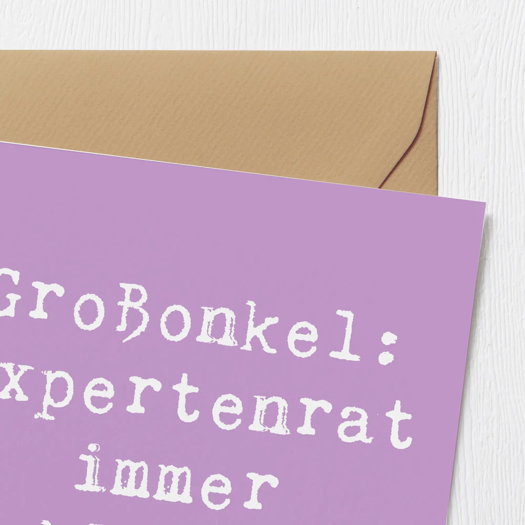Deluxe Card Saying Großonkel: Expertenrat immer inklusive! Einladungskarte, Hochzeitskarte, Hochwertige Klappkarte, Glückwunschkarte, Karte, Grußkarte, Klappkarte, Geburtstagskarte, Hochwertige Grußkarte, Familie, Vatertag, Muttertag, Bruder, Schwester, Mama, Papa, Oma, Opa