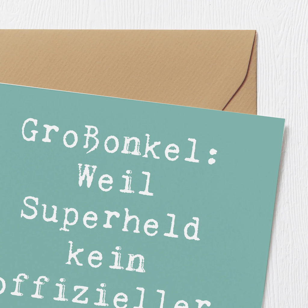 Deluxe Karte Spruch Großonkel Superheld Karte, Einladungskarte, Glückwunschkarte, Klappkarte, Hochwertige Grußkarte, Hochzeitskarte, Hochwertige Klappkarte, Geburtstagskarte, Grußkarte, Familie, Vatertag, Muttertag, Bruder, Schwester, Mama, Papa, Oma, Opa