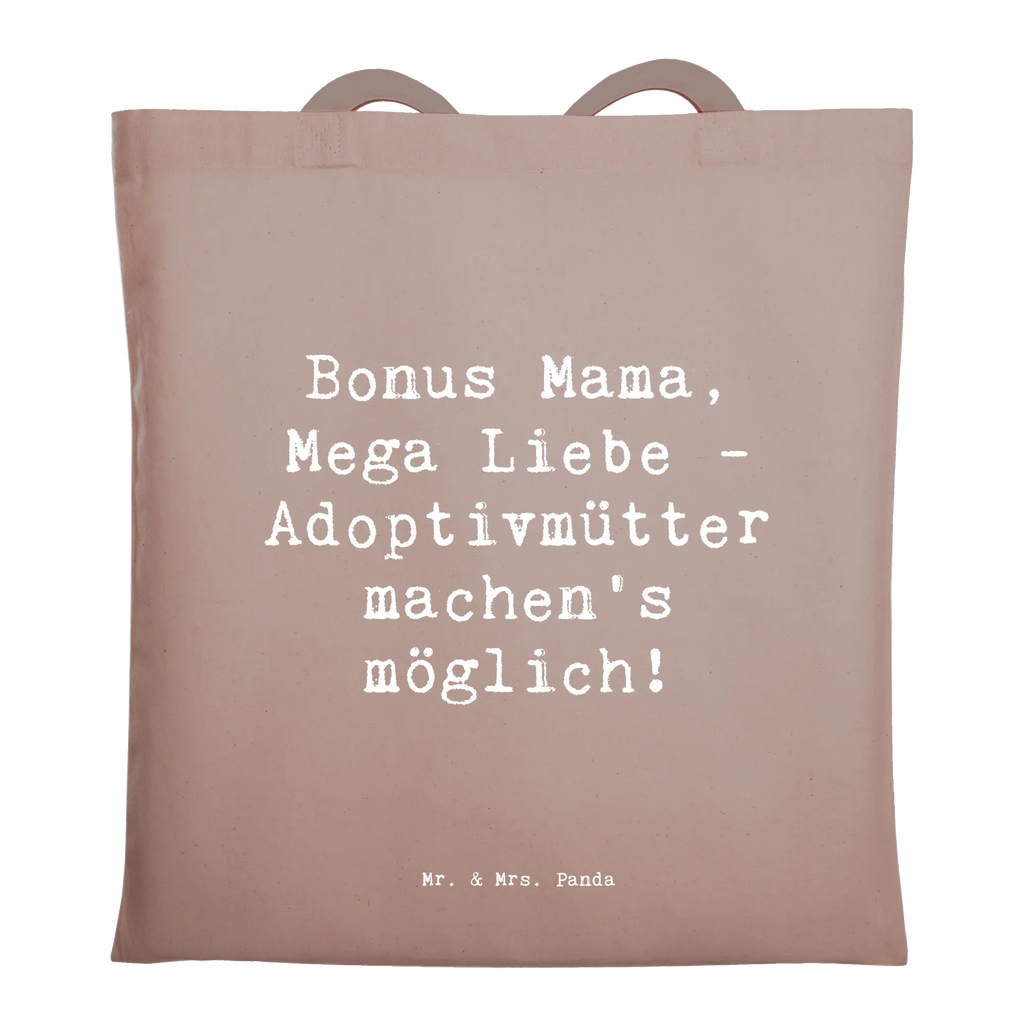 Tote bag Saying Bonus Mama, Mega Liebe - Adoptivmütter machen’s möglich! Beuteltasche, Beutel, Einkaufstasche, Jutebeutel, Stoffbeutel, Tasche, Shopper, Umhängetasche, Strandtasche, Schultertasche, Stofftasche, Tragetasche, Badetasche, Jutetasche, Einkaufstüte, Laptoptasche, Familie, Vatertag, Muttertag, Bruder, Schwester, Mama, Papa, Oma, Opa