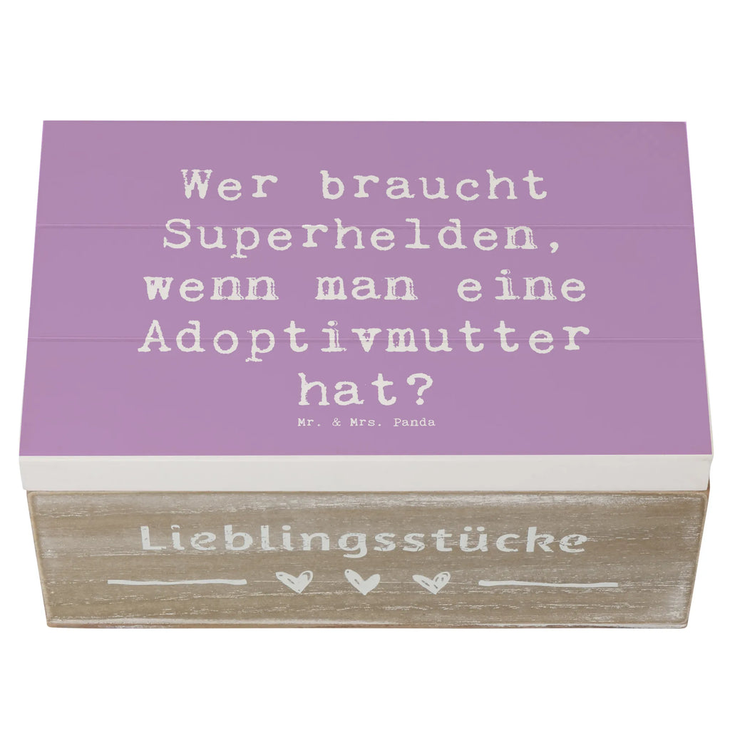 Wooden chest Saying Wer braucht Superhelden, wenn man eine Adoptivmutter hat? Erinnerungskiste, Schatzkiste, Geschenkbox, Dekokiste, Truhe, Holzkiste, Schatulle, Aufbewahrungsbox, Geschenkdose, XXL, Kiste, Erinnerungsbox, Familie, Vatertag, Muttertag, Bruder, Schwester, Mama, Papa, Oma, Opa
