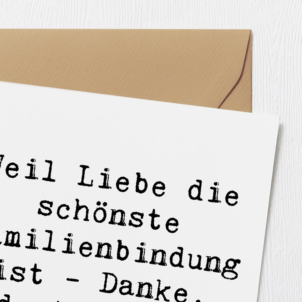 Deluxe Card Saying Weil Liebe die schönste Familienbindung ist - Danke, Adoptivvater! Karte, Geburtstagskarte, Hochzeitskarte, Hochwertige Klappkarte, Grußkarte, Hochwertige Grußkarte, Einladungskarte, Klappkarte, Glückwunschkarte, Familie, Vatertag, Muttertag, Bruder, Schwester, Mama, Papa, Oma, Opa