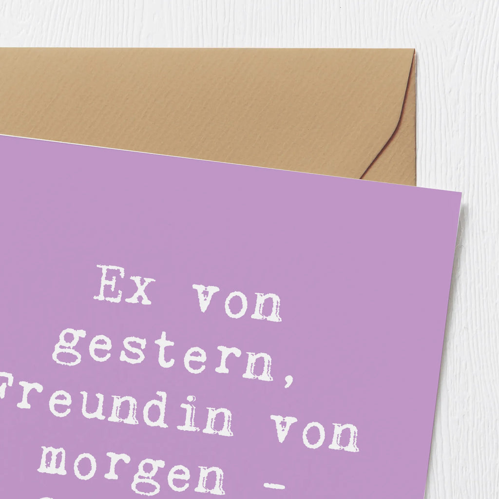 Deluxe Card Saying Ex von gestern, Freundin von morgen - Ex-Schwägerin! Geburtstagskarte, Hochwertige Grußkarte, Karte, Hochwertige Klappkarte, Glückwunschkarte, Klappkarte, Grußkarte, Hochzeitskarte, Einladungskarte, Familie, Vatertag, Muttertag, Bruder, Schwester, Mama, Papa, Oma, Opa