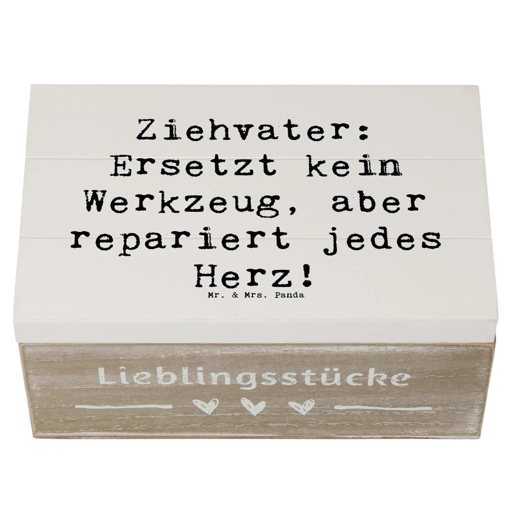 Wooden chest Saying Ziehvater: Ersetzt kein Werkzeug, aber repariert jedes Herz! Schatulle, Dekokiste, Holzkiste, XXL, Truhe, Kiste, Schatzkiste, Aufbewahrungsbox, Erinnerungsbox, Geschenkbox, Geschenkdose, Erinnerungskiste, Familie, Vatertag, Muttertag, Bruder, Schwester, Mama, Papa, Oma, Opa