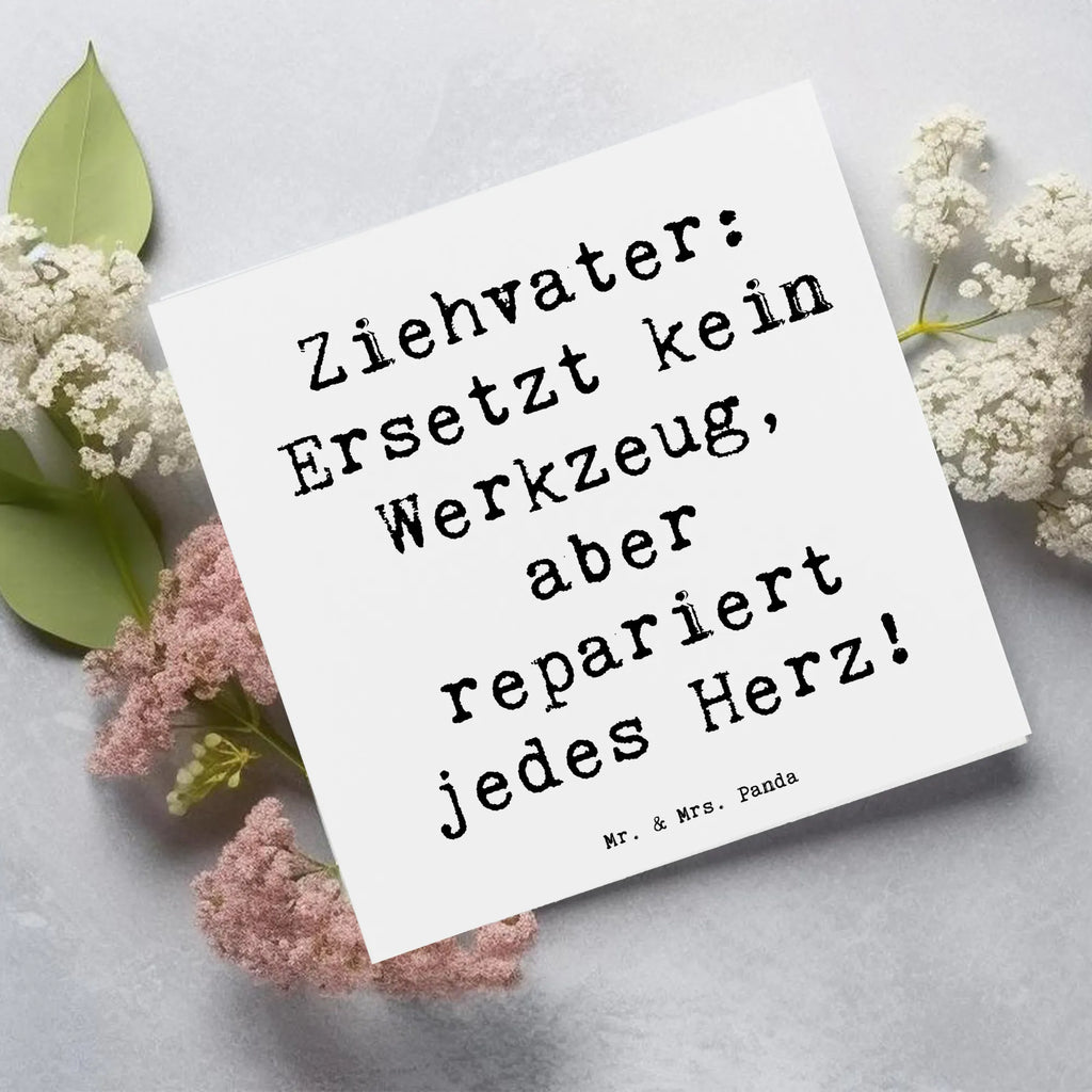 Deluxe Karte Spruch Ziehvater Herzreparatur Glückwunschkarte, Hochwertige Klappkarte, Karte, Hochzeitskarte, Hochwertige Grußkarte, Klappkarte, Grußkarte, Einladungskarte, Geburtstagskarte, Familie, Vatertag, Muttertag, Bruder, Schwester, Mama, Papa, Oma, Opa