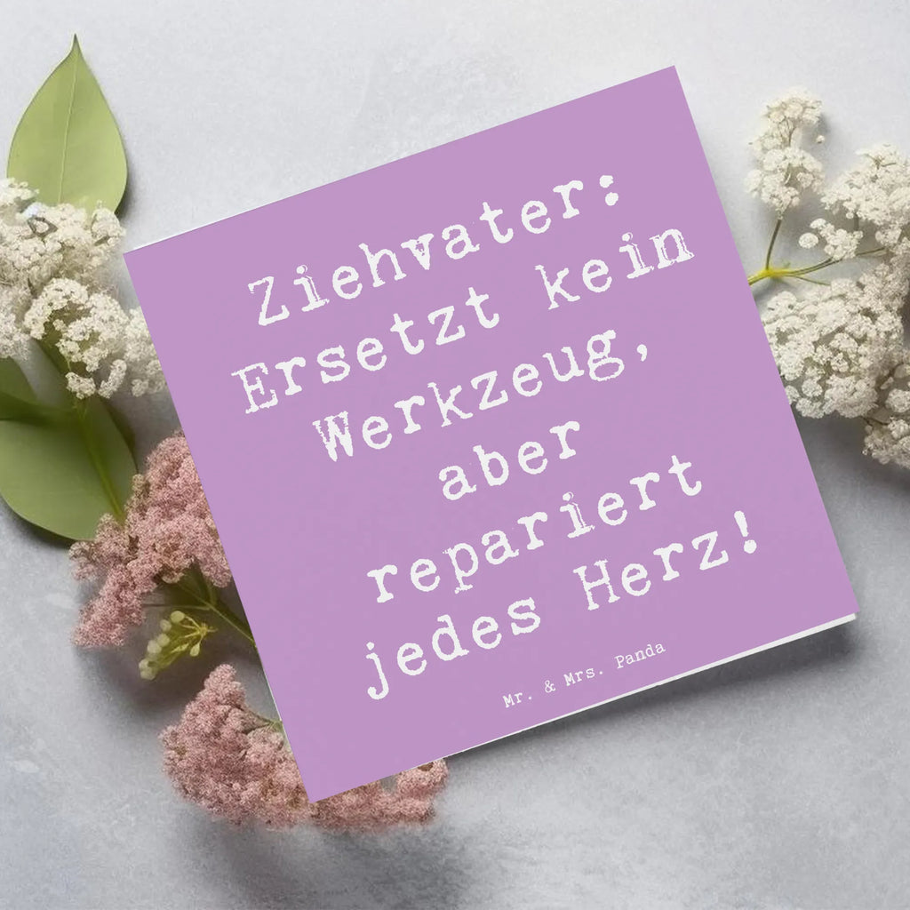 Deluxe Karte Spruch Ziehvater Herzreparatur Glückwunschkarte, Hochwertige Klappkarte, Karte, Hochzeitskarte, Hochwertige Grußkarte, Klappkarte, Grußkarte, Einladungskarte, Geburtstagskarte, Familie, Vatertag, Muttertag, Bruder, Schwester, Mama, Papa, Oma, Opa