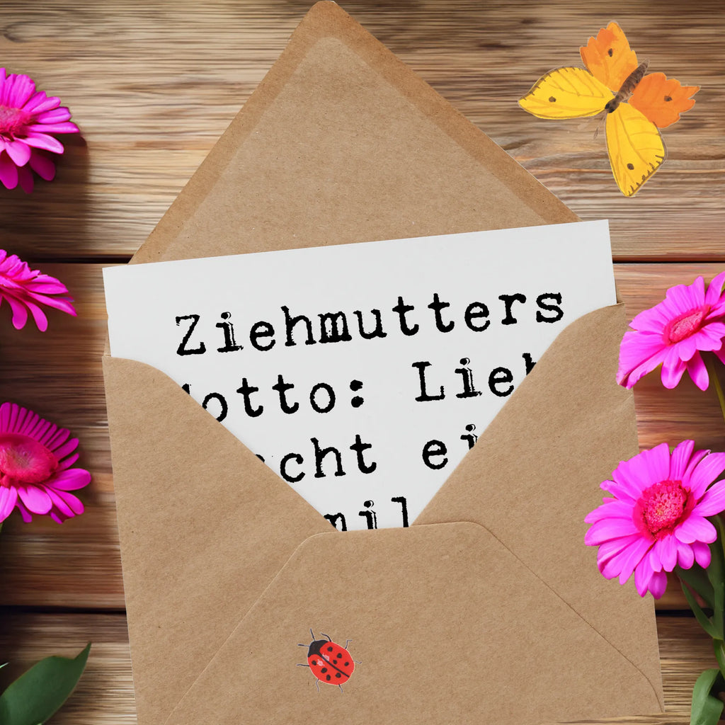 Deluxe Card Saying Ziehmutters Motto: Liebe macht eine Familie, nicht die DNA. Karte, Geburtstagskarte, Hochwertige Grußkarte, Glückwunschkarte, Einladungskarte, Hochwertige Klappkarte, Klappkarte, Hochzeitskarte, Grußkarte, Familie, Vatertag, Muttertag, Bruder, Schwester, Mama, Papa, Oma, Opa