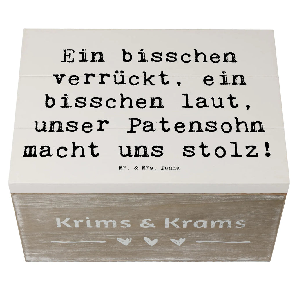 Wooden chest Saying Ein bisschen verrückt, ein bisschen laut, unser Patensohn macht uns stolz! Erinnerungskiste, Aufbewahrungsbox, Geschenkdose, Dekokiste, Schatulle, Truhe, Kiste, XXL, Holzkiste, Geschenkbox, Schatzkiste, Erinnerungsbox, Familie, Vatertag, Muttertag, Bruder, Schwester, Mama, Papa, Oma, Opa