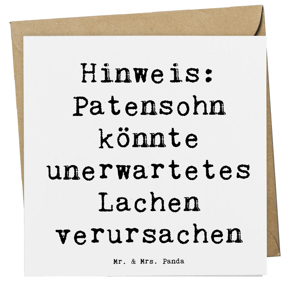 Deluxe Card Saying Hinweis: Patensohn könnte unerwartetes Lachen verursachen Karte, Einladungskarte, Hochwertige Grußkarte, Klappkarte, Glückwunschkarte, Hochwertige Klappkarte, Hochzeitskarte, Grußkarte, Geburtstagskarte, Familie, Vatertag, Muttertag, Bruder, Schwester, Mama, Papa, Oma, Opa