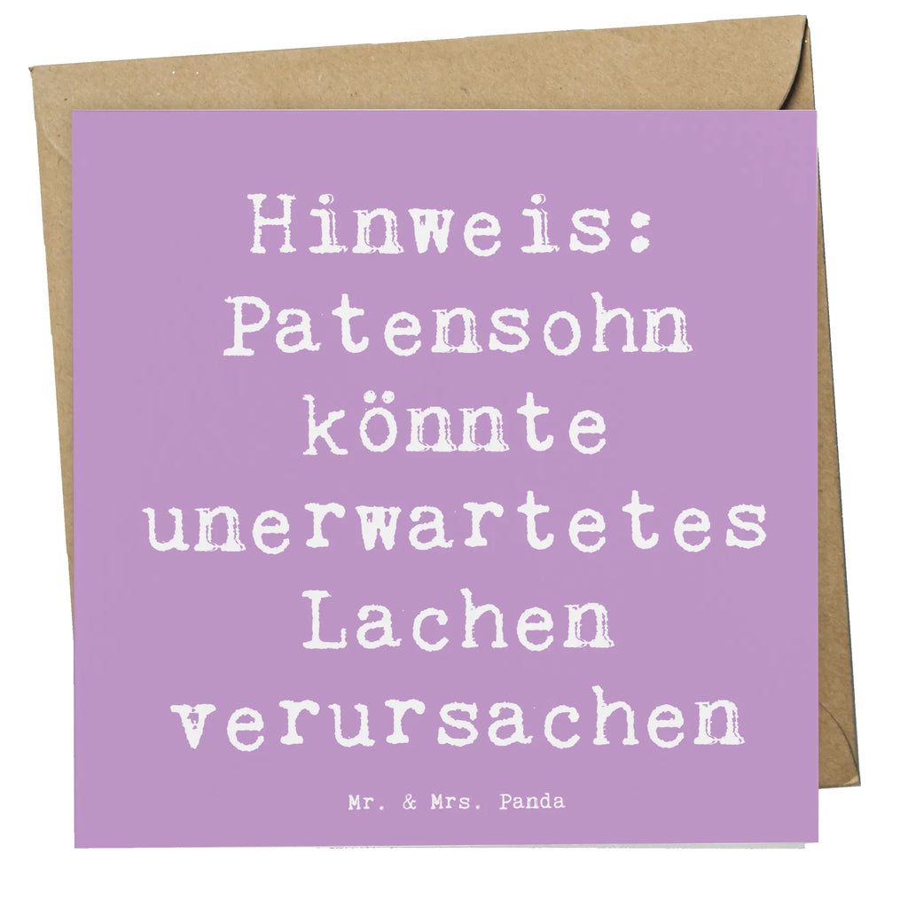 Deluxe Card Saying Hinweis: Patensohn könnte unerwartetes Lachen verursachen Karte, Einladungskarte, Hochwertige Grußkarte, Klappkarte, Glückwunschkarte, Hochwertige Klappkarte, Hochzeitskarte, Grußkarte, Geburtstagskarte, Familie, Vatertag, Muttertag, Bruder, Schwester, Mama, Papa, Oma, Opa