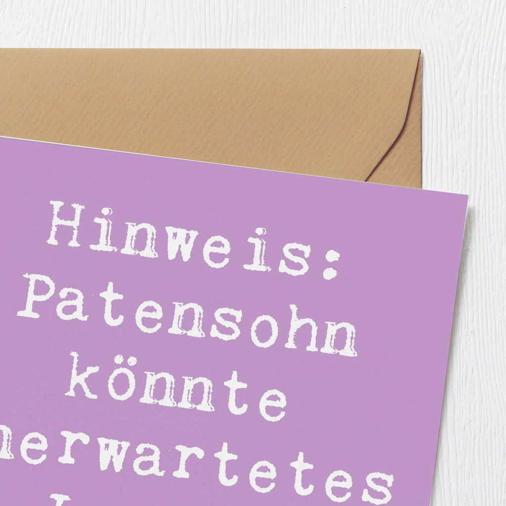 Deluxe Card Saying Hinweis: Patensohn könnte unerwartetes Lachen verursachen Karte, Einladungskarte, Hochwertige Grußkarte, Klappkarte, Glückwunschkarte, Hochwertige Klappkarte, Hochzeitskarte, Grußkarte, Geburtstagskarte, Familie, Vatertag, Muttertag, Bruder, Schwester, Mama, Papa, Oma, Opa