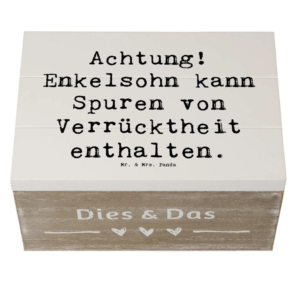 Wooden chest Saying Achtung! Enkelsohn kann Spuren von Verrücktheit enthalten. Schatulle, Truhe, Geschenkbox, Aufbewahrungsbox, Holzkiste, XXL, Geschenkdose, Dekokiste, Schatzkiste, Kiste, Erinnerungskiste, Erinnerungsbox, Familie, Vatertag, Muttertag, Bruder, Schwester, Mama, Papa, Oma, Opa