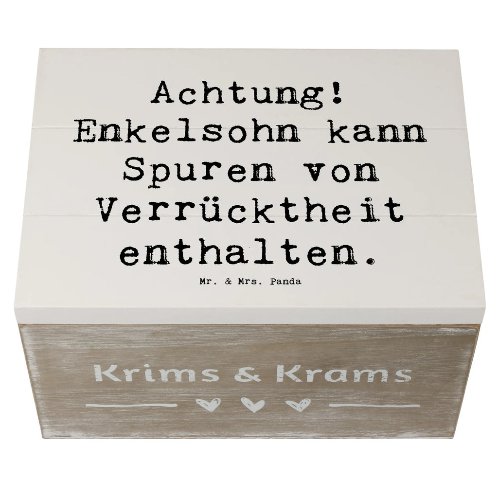 Wooden chest Saying Achtung! Enkelsohn kann Spuren von Verrücktheit enthalten. Schatulle, Truhe, Geschenkbox, Aufbewahrungsbox, Holzkiste, XXL, Geschenkdose, Dekokiste, Schatzkiste, Kiste, Erinnerungskiste, Erinnerungsbox, Familie, Vatertag, Muttertag, Bruder, Schwester, Mama, Papa, Oma, Opa