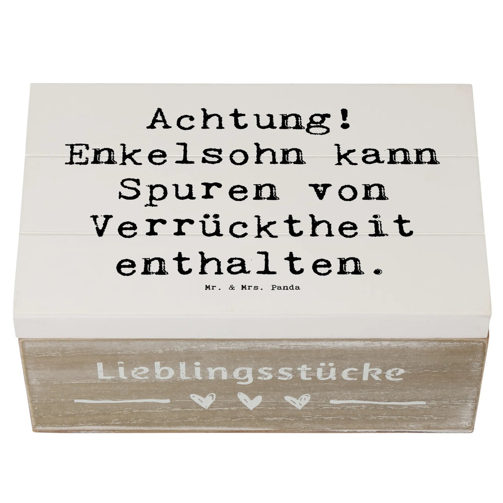 Wooden chest Saying Achtung! Enkelsohn kann Spuren von Verrücktheit enthalten. Schatulle, Truhe, Geschenkbox, Aufbewahrungsbox, Holzkiste, XXL, Geschenkdose, Dekokiste, Schatzkiste, Kiste, Erinnerungskiste, Erinnerungsbox, Familie, Vatertag, Muttertag, Bruder, Schwester, Mama, Papa, Oma, Opa