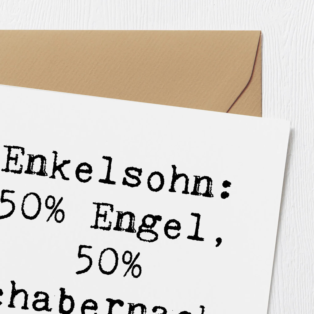 Deluxe Card Saying Enkelsohn: 50% Engel, 50% Schabernack, 100% Herz! Hochzeitskarte, Hochwertige Grußkarte, Karte, Geburtstagskarte, Grußkarte, Klappkarte, Einladungskarte, Glückwunschkarte, Hochwertige Klappkarte, Familie, Vatertag, Muttertag, Bruder, Schwester, Mama, Papa, Oma, Opa