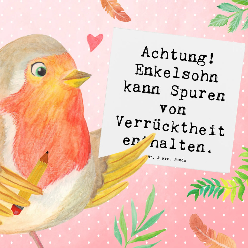 Deluxe Card Saying Achtung! Enkelsohn kann Spuren von Verrücktheit enthalten. Karte, Klappkarte, Einladungskarte, Hochwertige Grußkarte, Grußkarte, Hochwertige Klappkarte, Hochzeitskarte, Geburtstagskarte, Glückwunschkarte, Familie, Vatertag, Muttertag, Bruder, Schwester, Mama, Papa, Oma, Opa
