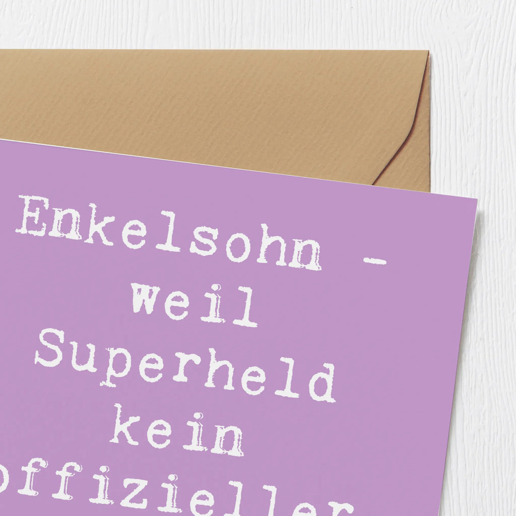 Deluxe Karte Spruch Enkelsohn Held Karte, Hochwertige Klappkarte, Grußkarte, Geburtstagskarte, Hochzeitskarte, Hochwertige Grußkarte, Einladungskarte, Klappkarte, Glückwunschkarte, Familie, Vatertag, Muttertag, Bruder, Schwester, Mama, Papa, Oma, Opa