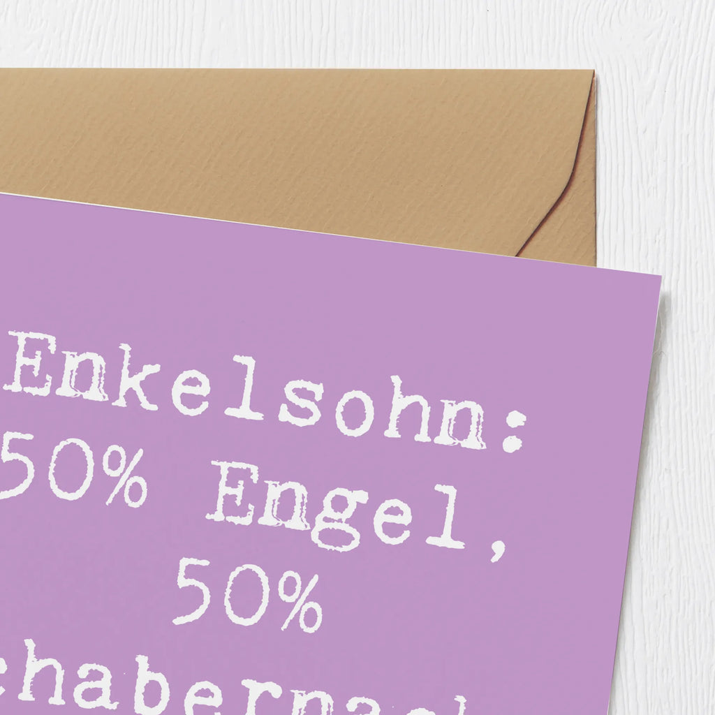 Deluxe Card Saying Enkelsohn: 50% Engel, 50% Schabernack, 100% Herz! Hochzeitskarte, Hochwertige Grußkarte, Karte, Geburtstagskarte, Grußkarte, Klappkarte, Einladungskarte, Glückwunschkarte, Hochwertige Klappkarte, Familie, Vatertag, Muttertag, Bruder, Schwester, Mama, Papa, Oma, Opa