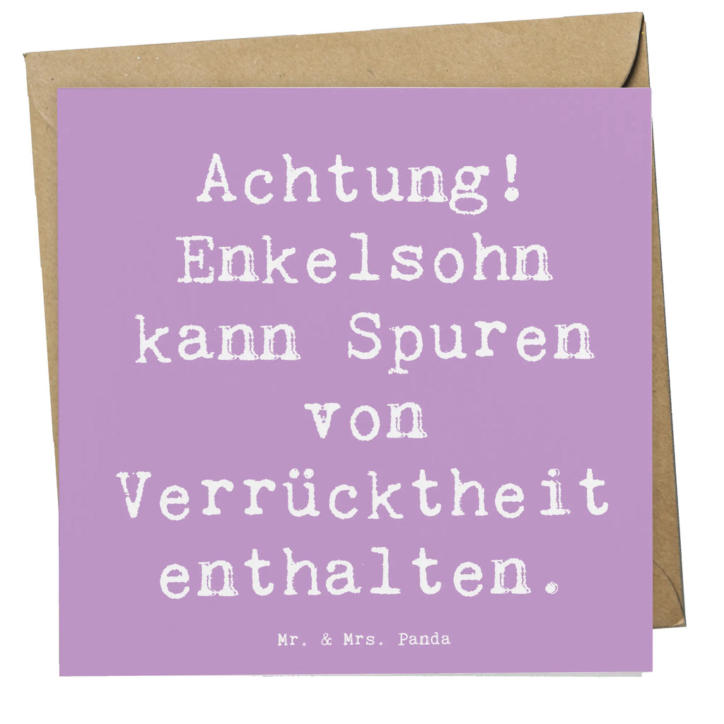 Deluxe Card Saying Achtung! Enkelsohn kann Spuren von Verrücktheit enthalten. Karte, Klappkarte, Einladungskarte, Hochwertige Grußkarte, Grußkarte, Hochwertige Klappkarte, Hochzeitskarte, Geburtstagskarte, Glückwunschkarte, Familie, Vatertag, Muttertag, Bruder, Schwester, Mama, Papa, Oma, Opa