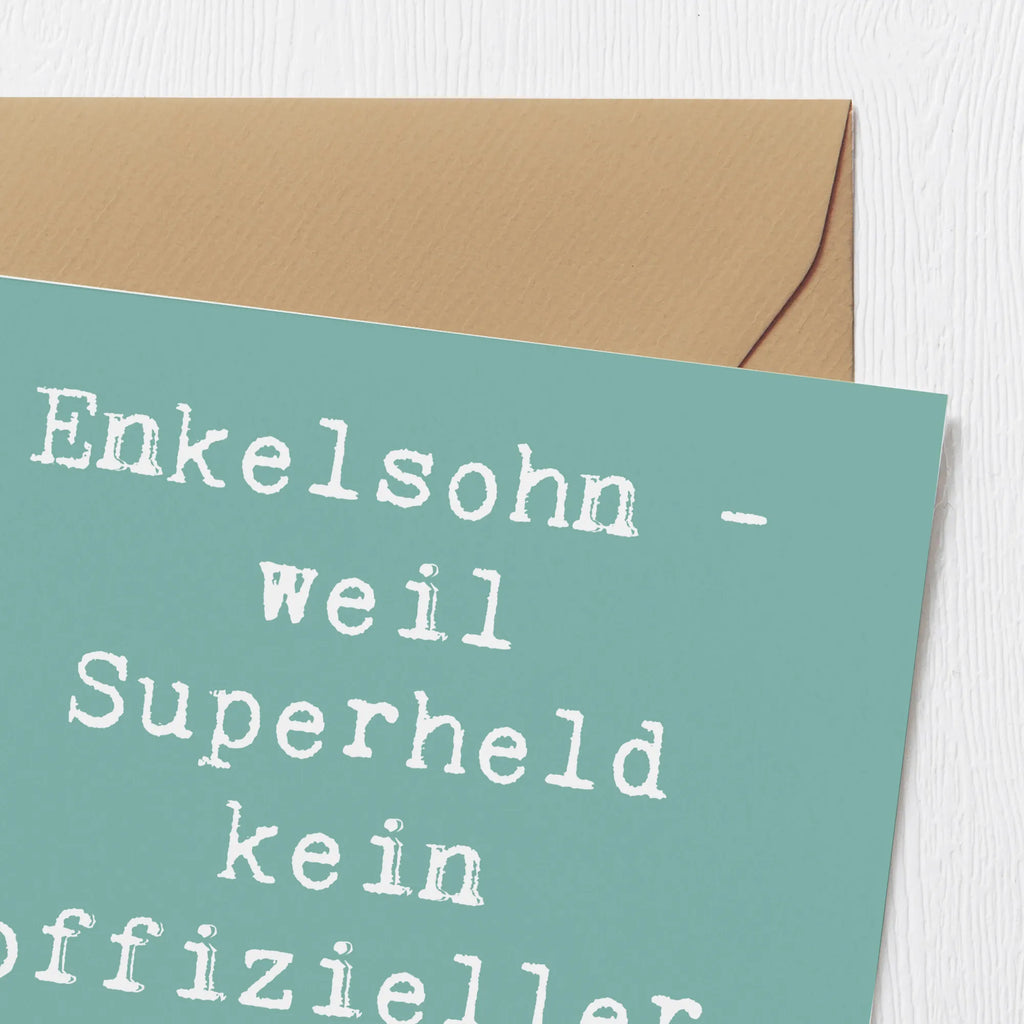 Deluxe Karte Spruch Enkelsohn Held Karte, Hochwertige Klappkarte, Grußkarte, Geburtstagskarte, Hochzeitskarte, Hochwertige Grußkarte, Einladungskarte, Klappkarte, Glückwunschkarte, Familie, Vatertag, Muttertag, Bruder, Schwester, Mama, Papa, Oma, Opa
