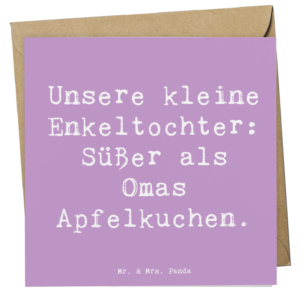 Deluxe Card Saying Unsere kleine Enkeltochter: Süßer als Omas Apfelkuchen. Hochwertige Grußkarte, Hochwertige Klappkarte, Glückwunschkarte, Hochzeitskarte, Einladungskarte, Karte, Grußkarte, Klappkarte, Geburtstagskarte, Familie, Vatertag, Muttertag, Bruder, Schwester, Mama, Papa, Oma, Opa