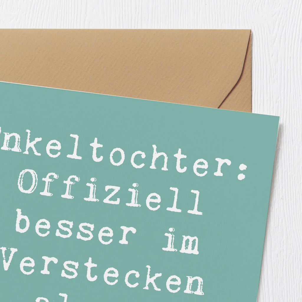 Deluxe Card Saying Enkeltochter: Offiziell besser im Verstecken als im Suchen! Einladungskarte, Klappkarte, Karte, Grußkarte, Hochwertige Grußkarte, Geburtstagskarte, Hochzeitskarte, Hochwertige Klappkarte, Glückwunschkarte, Familie, Vatertag, Muttertag, Bruder, Schwester, Mama, Papa, Oma, Opa