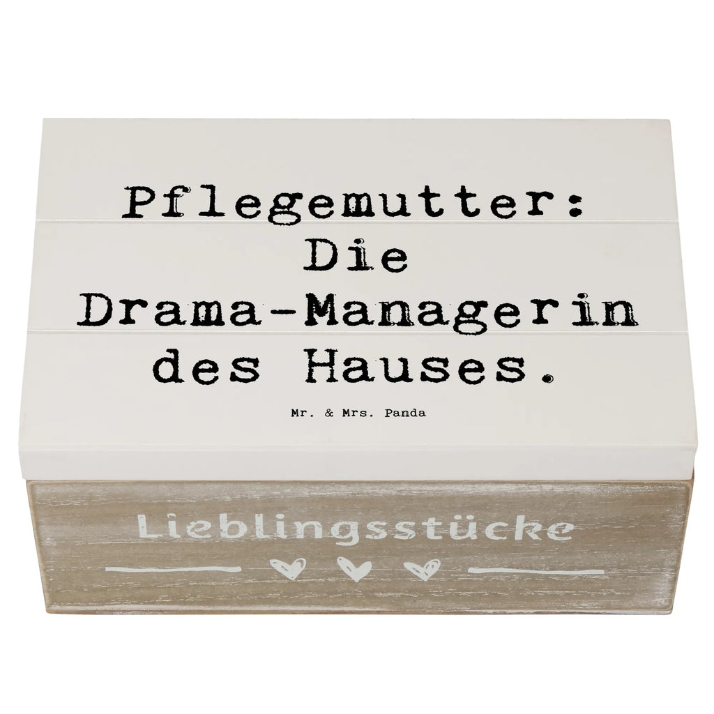 Wooden chest Saying Pflegemutter: Die Drama-Managerin des Hauses. Schatzkiste, Erinnerungskiste, Kiste, Truhe, XXL, Geschenkdose, Geschenkbox, Erinnerungsbox, Aufbewahrungsbox, Schatulle, Holzkiste, Dekokiste, Familie, Vatertag, Muttertag, Bruder, Schwester, Mama, Papa, Oma, Opa