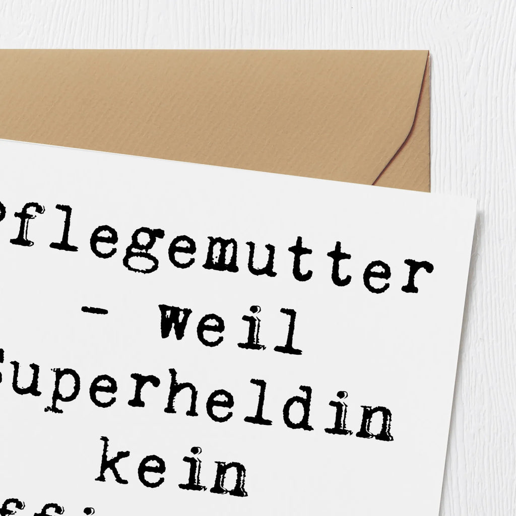 Deluxe Karte Spruch Pflegemutter Superheldin Glückwunschkarte, Hochwertige Klappkarte, Hochzeitskarte, Grußkarte, Geburtstagskarte, Einladungskarte, Karte, Klappkarte, Hochwertige Grußkarte, Familie, Vatertag, Muttertag, Bruder, Schwester, Mama, Papa, Oma, Opa