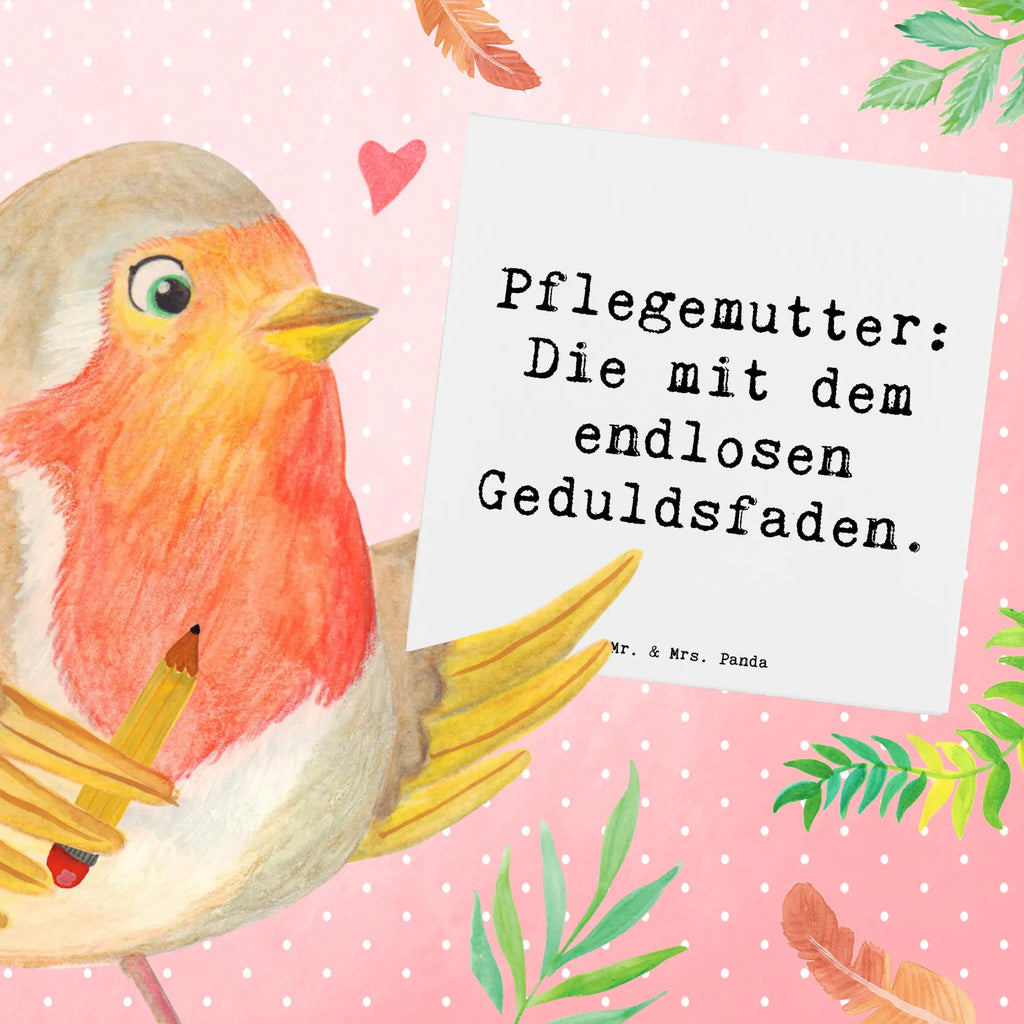 Deluxe Card Saying Pflegemutter: Die mit dem endlosen Geduldsfaden. Geburtstagskarte, Karte, Klappkarte, Einladungskarte, Hochwertige Grußkarte, Hochwertige Klappkarte, Glückwunschkarte, Grußkarte, Hochzeitskarte, Familie, Vatertag, Muttertag, Bruder, Schwester, Mama, Papa, Oma, Opa