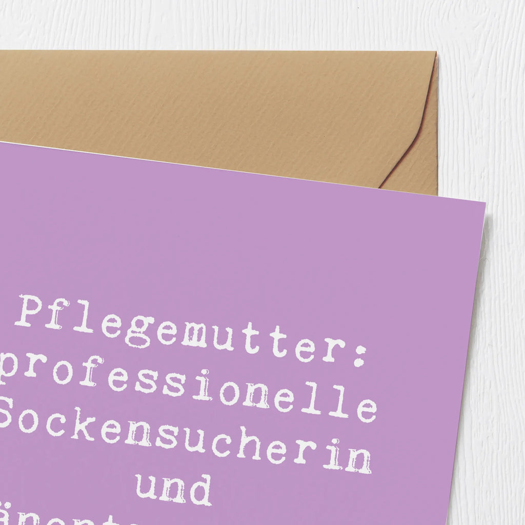 Deluxe Card Saying Pflegemutter: professionelle Sockensucherin und Tränentrocknerin. Geburtstagskarte, Hochwertige Grußkarte, Karte, Einladungskarte, Klappkarte, Grußkarte, Glückwunschkarte, Hochwertige Klappkarte, Hochzeitskarte, Familie, Vatertag, Muttertag, Bruder, Schwester, Mama, Papa, Oma, Opa