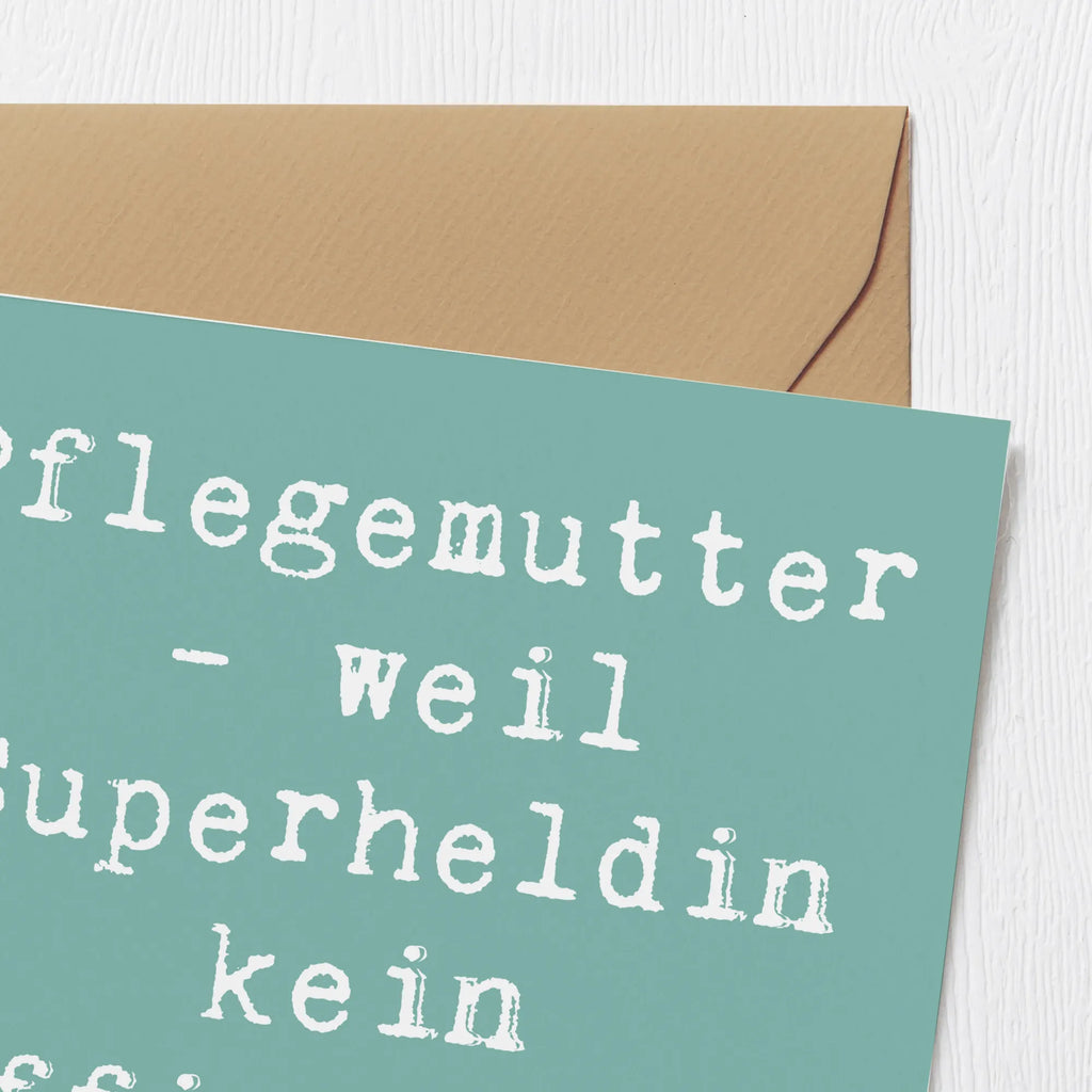 Deluxe Karte Spruch Pflegemutter Superheldin Glückwunschkarte, Hochwertige Klappkarte, Hochzeitskarte, Grußkarte, Geburtstagskarte, Einladungskarte, Karte, Klappkarte, Hochwertige Grußkarte, Familie, Vatertag, Muttertag, Bruder, Schwester, Mama, Papa, Oma, Opa