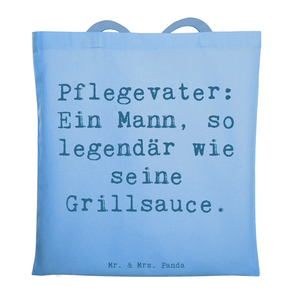 Tote bag Saying Pflegevater: Ein Mann, so legendär wie seine Grillsauce. Beuteltasche, Beutel, Einkaufstasche, Jutebeutel, Stoffbeutel, Tasche, Shopper, Umhängetasche, Strandtasche, Schultertasche, Stofftasche, Tragetasche, Badetasche, Jutetasche, Einkaufstüte, Laptoptasche, Familie, Vatertag, Muttertag, Bruder, Schwester, Mama, Papa, Oma, Opa