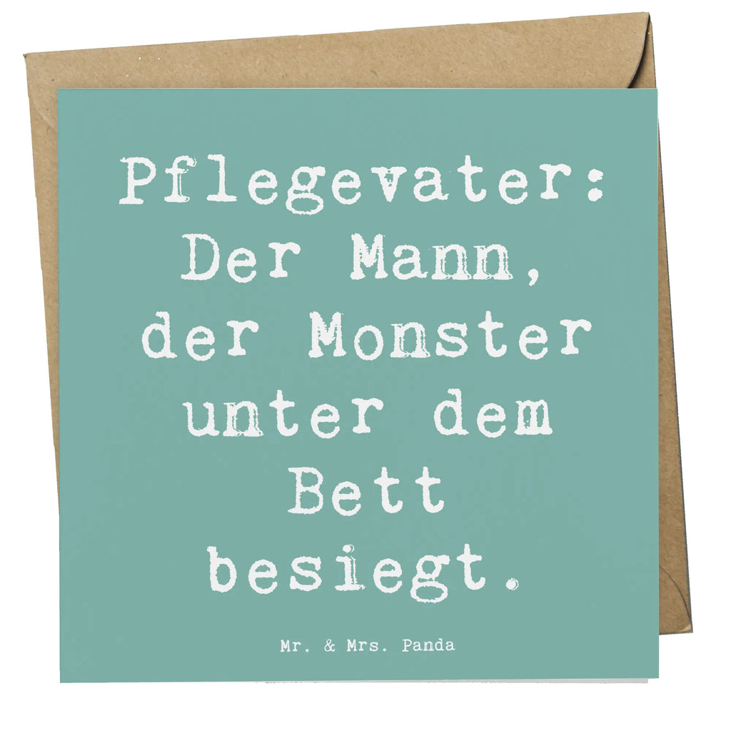 Deluxe Card Saying Pflegevater: Der Mann, der Monster unter dem Bett besiegt. Einladungskarte, Hochwertige Klappkarte, Glückwunschkarte, Klappkarte, Grußkarte, Hochwertige Grußkarte, Karte, Hochzeitskarte, Geburtstagskarte, Familie, Vatertag, Muttertag, Bruder, Schwester, Mama, Papa, Oma, Opa