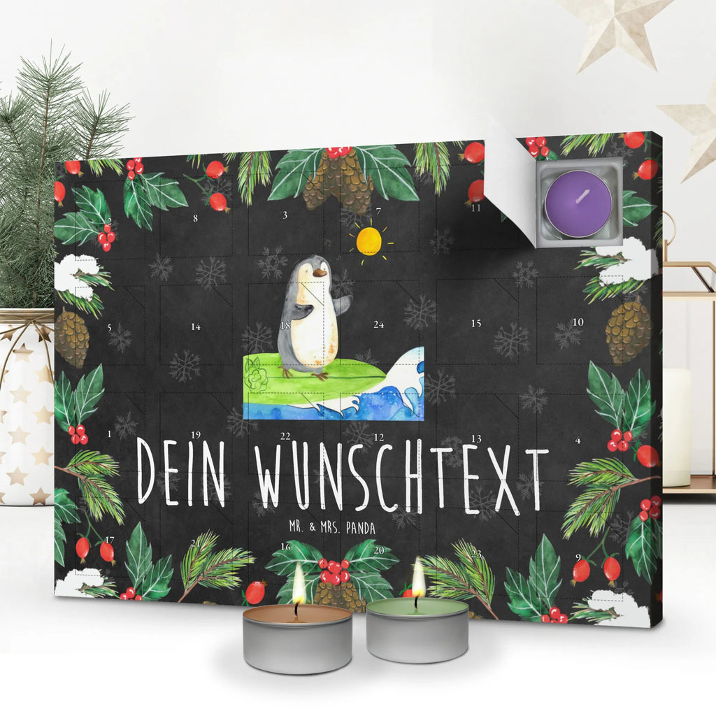 Personalisierter Duftkerzen Adventskalender Pinguin Surfer Personalisierter Duftkerzen Adventskalender, Pinguin, Wellen Reiten, Wellen, Hawaii, Pinguine, Urlaub, Portugal, Surfen, Surfer