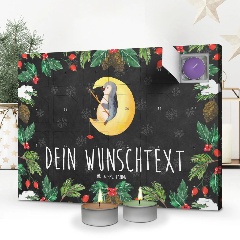 Personalisierter Duftkerzen Adventskalender Pinguin Mond Personalisierter Duftkerzen Adventskalender, Pinguin, Nachtruhe, Gästezimmer, Spruch, Einschlafen, Schlafstörungen, Schlafzimmer, Pinguine, schlafen