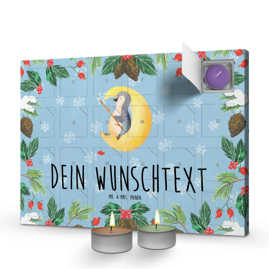 Personalisierter Duftkerzen Adventskalender Pinguin Mond Personalisierter Duftkerzen Adventskalender, Pinguin, Nachtruhe, Gästezimmer, Spruch, Einschlafen, Schlafstörungen, Schlafzimmer, Pinguine, schlafen