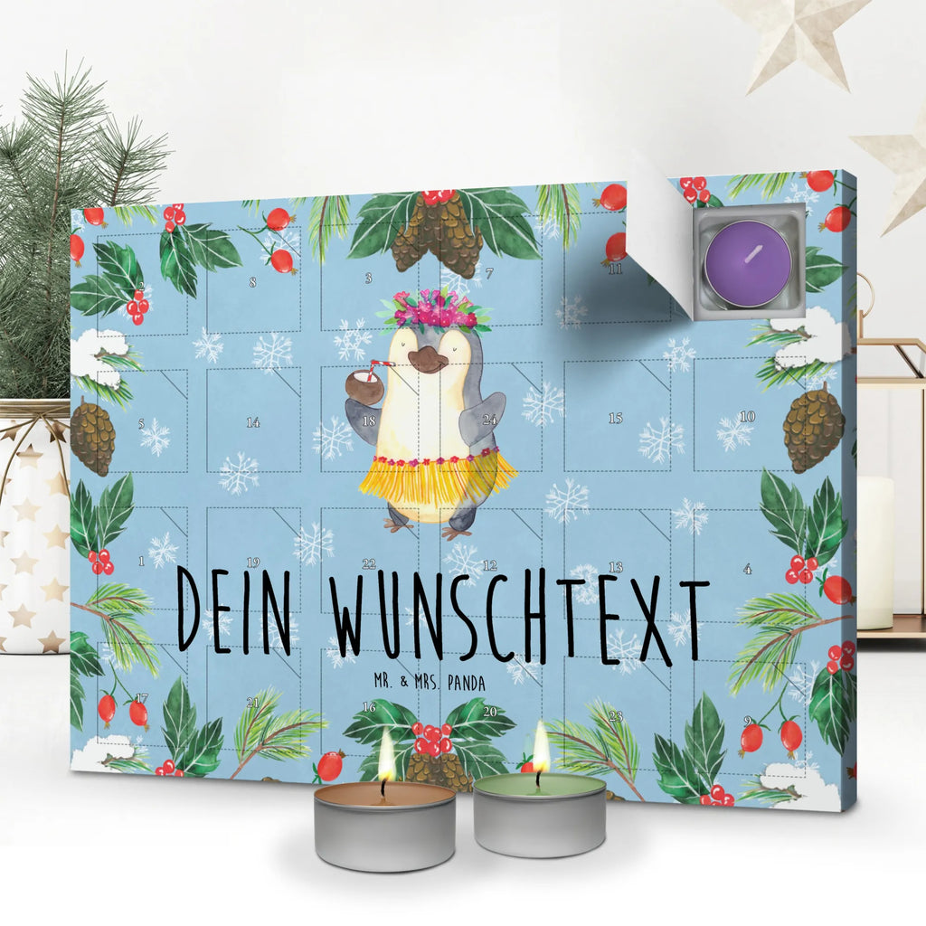 Personalisierter Duftkerzen Adventskalender Pinguin Kokosnuss Personalisierter Duftkerzen Adventskalender, Pinguin, Hawaii, Kokosnuss, Pinguine, Urlaub, Aloha