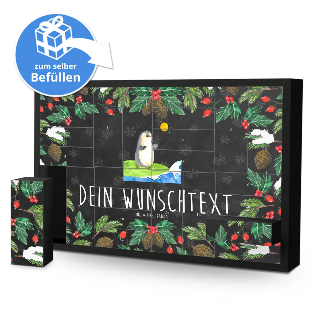 Personalisierter Befüllbarer Adventskalender Pinguin Surfer Adventskalender Zum Selbst Befüllen, Befüllbarer Adventskalender, Pinguin, Surfen, Hawaii, Pinguine, Urlaub, Wellen, Wellen Reiten, Portugal, Surfer