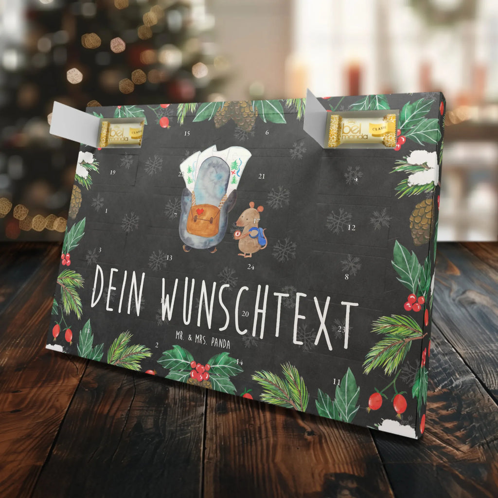 Personalisierter Marzipan Adventskalender Pinguin & Maus Wanderer Personalisierter Marzipan Adventskalender, Pinguin, Pinguine, Ausflug, Roadtrip, Wanderlust, wandern, Abenteurer, Abenteuer