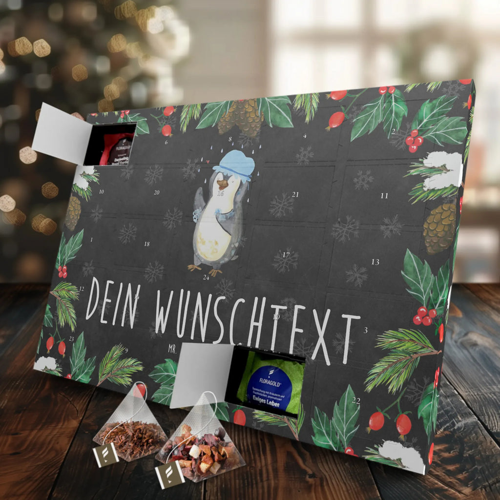 Personalisierter Tee Adventskalender Pinguin Duschen Personalisierter Tee Adventskalender, Pinguin, Pinguine, Neuanfang, Dusche, Lebensmotto, glücklich sein, Duschen, Neustart, Motivation