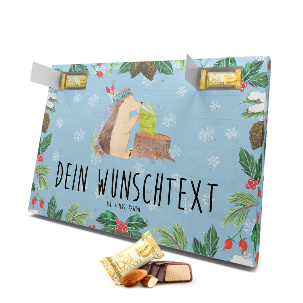 Personalisierter Marzipan Adventskalender Igel Federschmuck Personalisierter Marzipan Adventskalender, Waldtiere, Tiere, Camping, Lagerfeuer, Indianer, Igel, Abenteuer