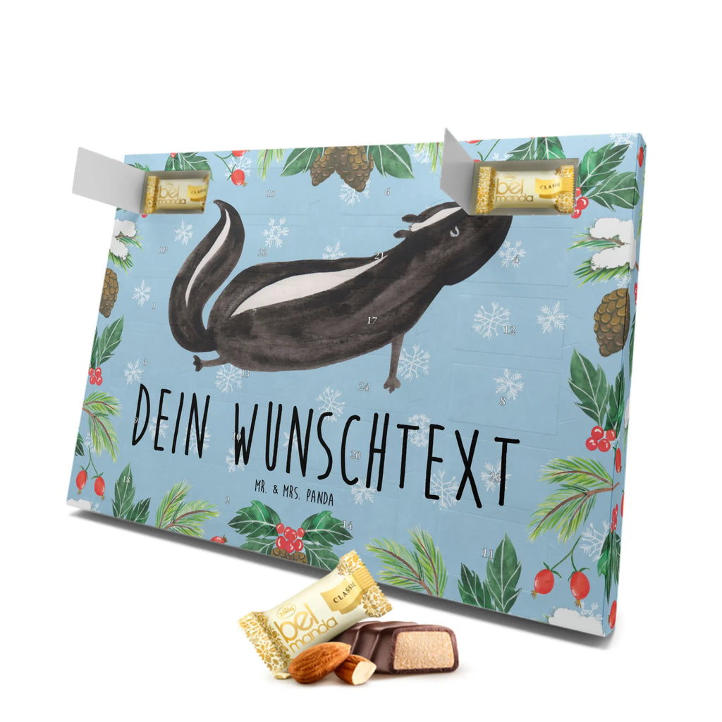 Personalisierter Marzipan Adventskalender Stinktier Yoga Personalisierter Marzipan Adventskalender, Stinktier, Skunk, Yoga, Stinki, Liebe, Lebe, Raubtier, Wildtier, Namaste, Lache, Stinker