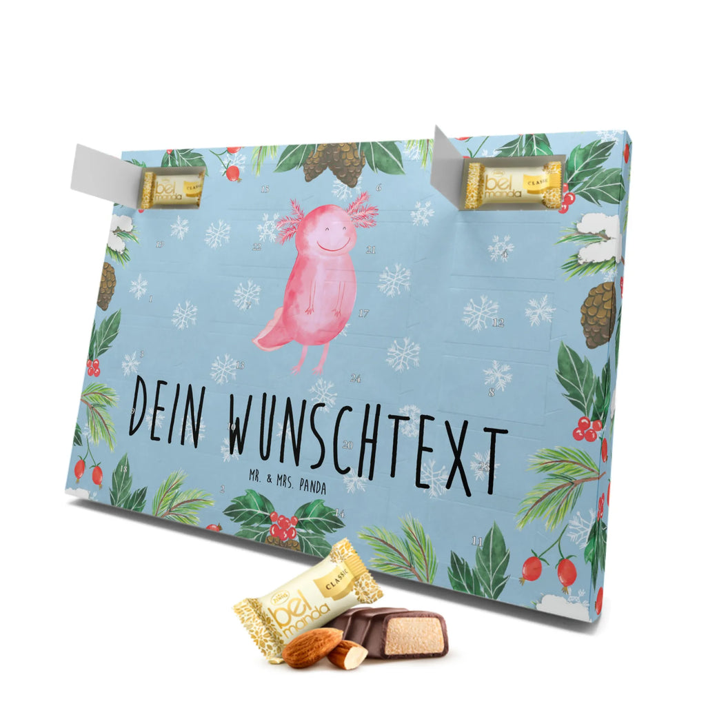 Personalisierter Marzipan Adventskalender Axolotl Glücklich Personalisierter Marzipan Adventskalender, Axolotl, Molch, Motivation, Schwanzlurch, Lurch, gute Laune, Lurche, Axolot
