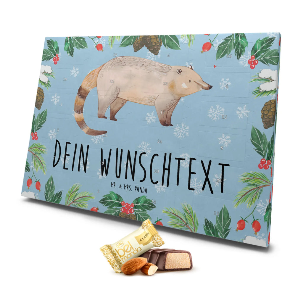 Personalisierter Marzipan Adventskalender Nasenbär Personalisierter Marzipan Adventskalender, Tiermotive, Gute Laune, lustige Sprüche, Tiere, Nasenbär, Rüsselbär, Nasenbären, Bär